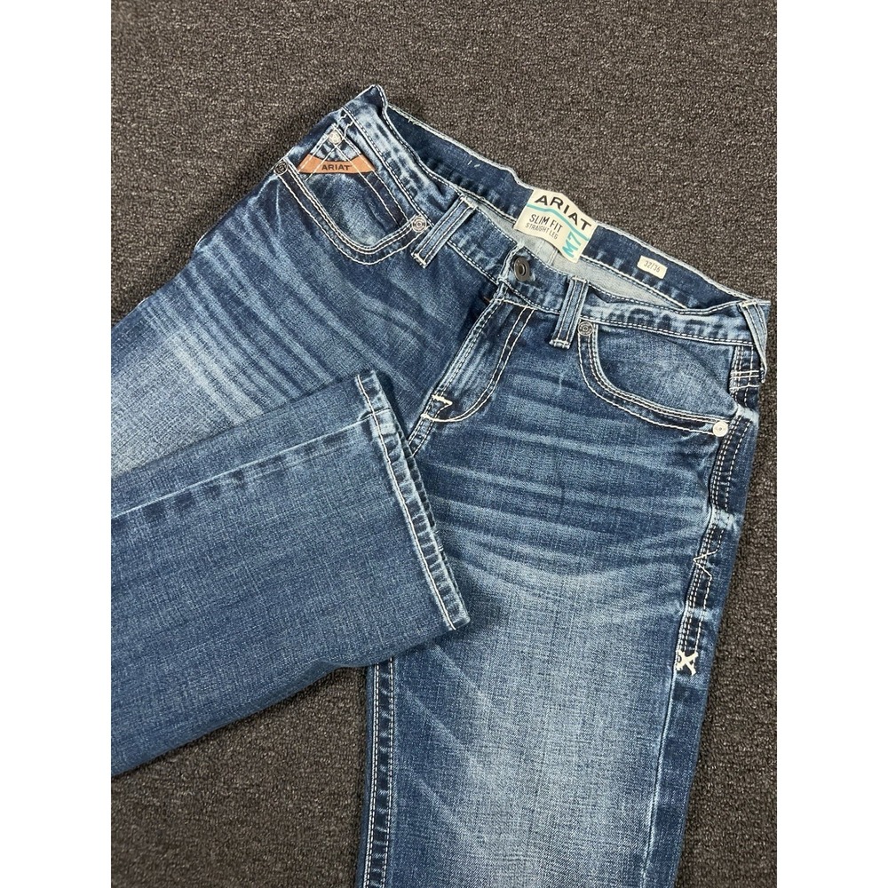 Ariat M7 Slim Fit Straight Leg Jeans Men's 32x36 Blue Stretch Western